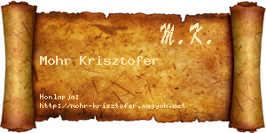 Mohr Krisztofer névjegykártya